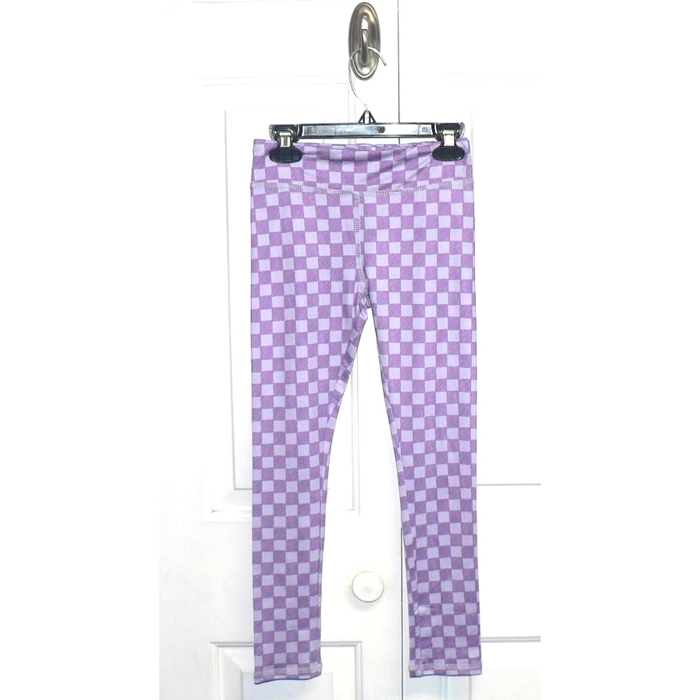 BCG Girls Checkerboard Athletic Elastic Waist Ankle Leggings in‎ Purple 6X